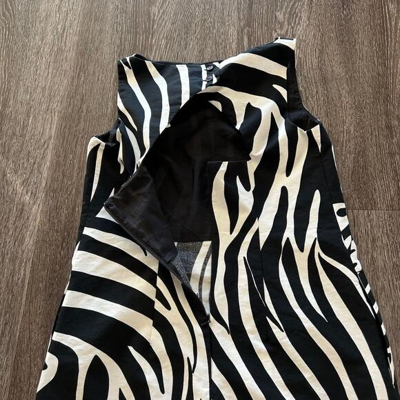 Weekend Max Mara Zebra Print Shift Dress Tunic Top Black White Cotton EU 38 US 4 - Picture 7 of 16